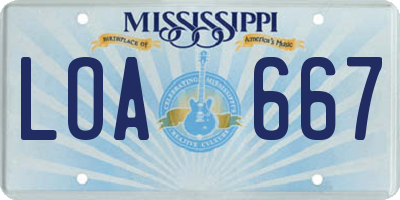 MS license plate LOA667