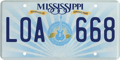 MS license plate LOA668