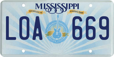 MS license plate LOA669