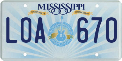 MS license plate LOA670
