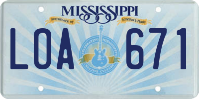 MS license plate LOA671