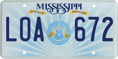 MS license plate LOA672