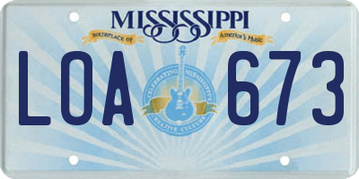 MS license plate LOA673