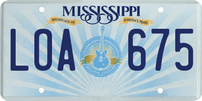 MS license plate LOA675
