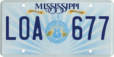 MS license plate LOA677