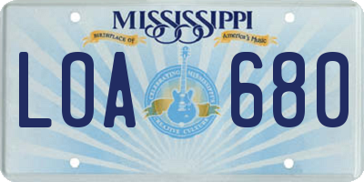 MS license plate LOA680