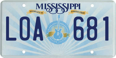 MS license plate LOA681