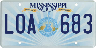MS license plate LOA683