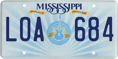MS license plate LOA684