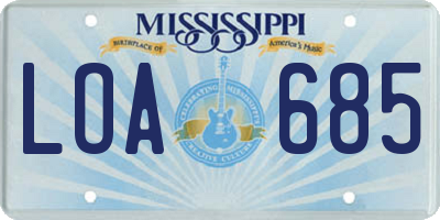 MS license plate LOA685