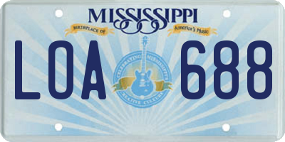 MS license plate LOA688