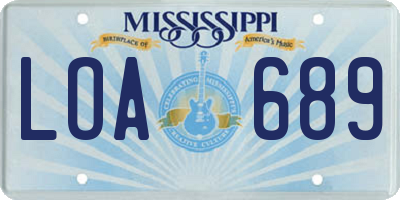MS license plate LOA689