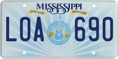 MS license plate LOA690