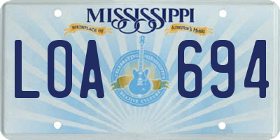 MS license plate LOA694