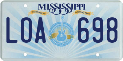 MS license plate LOA698