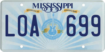 MS license plate LOA699