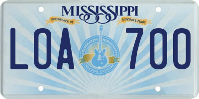 MS license plate LOA700
