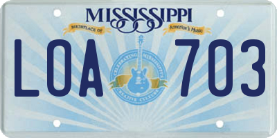 MS license plate LOA703