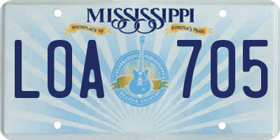 MS license plate LOA705