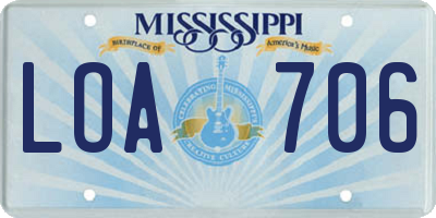 MS license plate LOA706