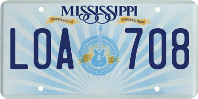 MS license plate LOA708