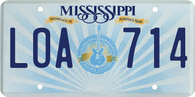 MS license plate LOA714
