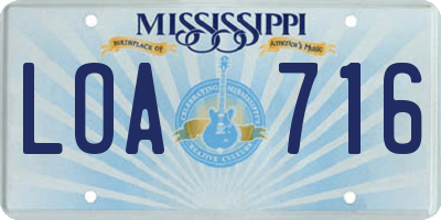 MS license plate LOA716