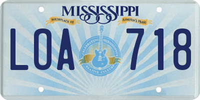 MS license plate LOA718