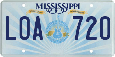 MS license plate LOA720