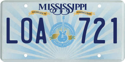 MS license plate LOA721