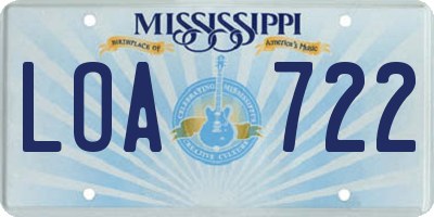 MS license plate LOA722