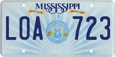 MS license plate LOA723