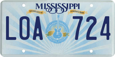 MS license plate LOA724