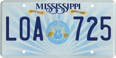MS license plate LOA725