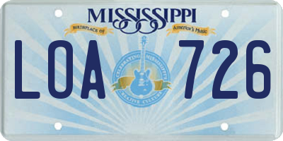 MS license plate LOA726