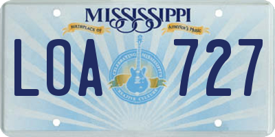 MS license plate LOA727