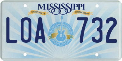 MS license plate LOA732