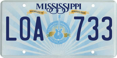 MS license plate LOA733