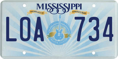 MS license plate LOA734