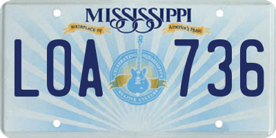 MS license plate LOA736