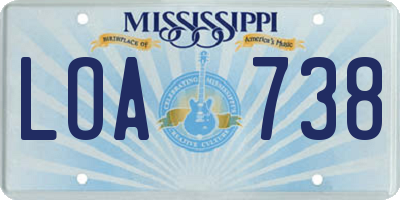 MS license plate LOA738