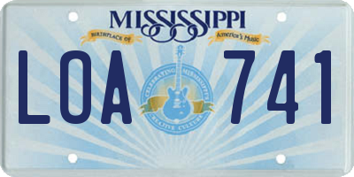 MS license plate LOA741