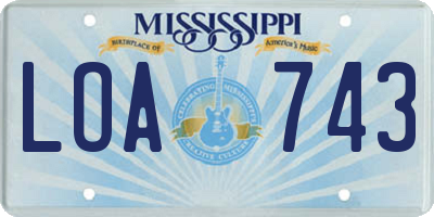 MS license plate LOA743