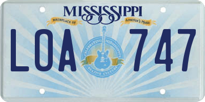 MS license plate LOA747