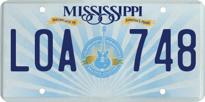MS license plate LOA748