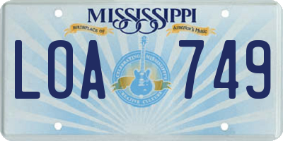 MS license plate LOA749
