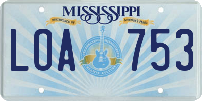 MS license plate LOA753