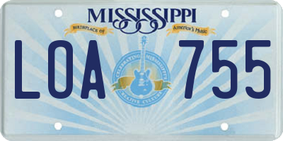 MS license plate LOA755