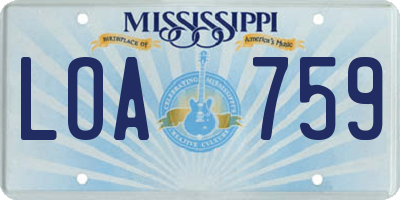 MS license plate LOA759