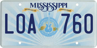 MS license plate LOA760